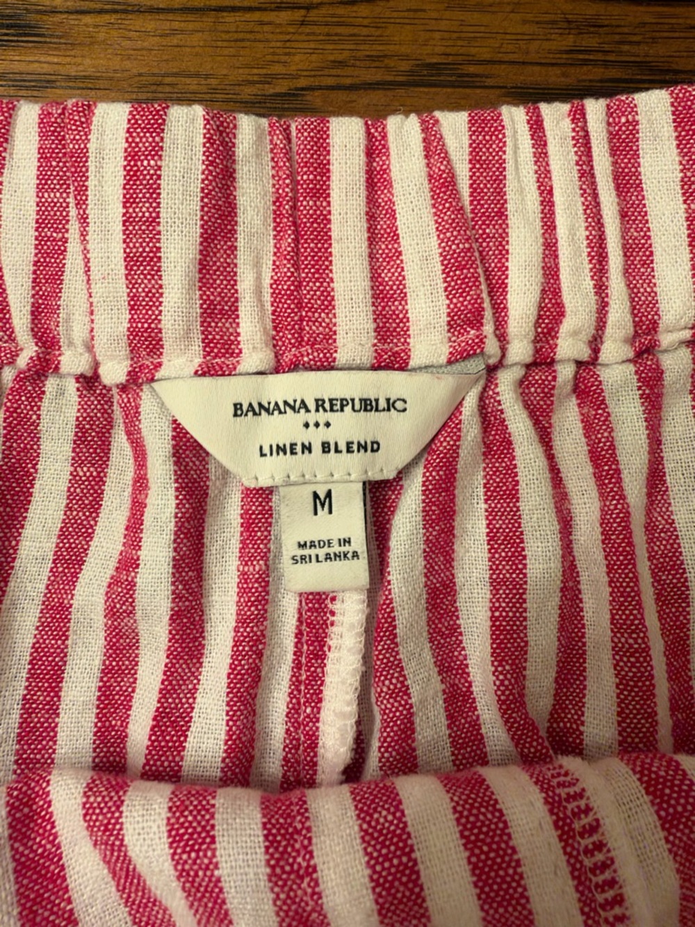 Banana Republic Pink Striped Linen Blend Shorts M Coastal French Riviera - Picture 5 of 12